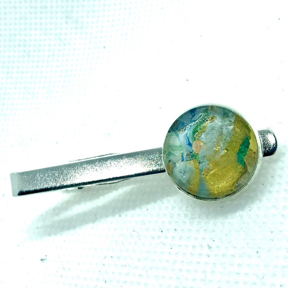 Tie clip pin silver plated 16mm handcrafted dome